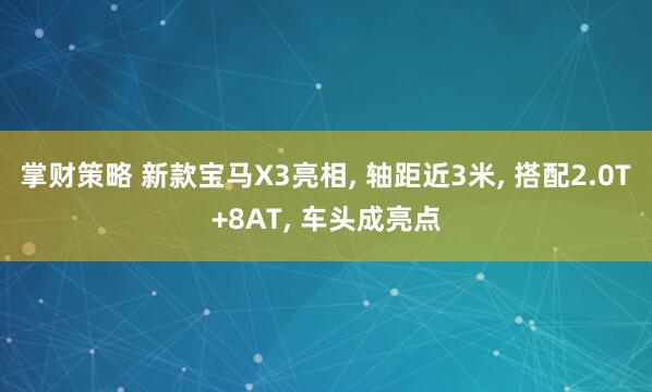 掌财策略 新款宝马X3亮相, 轴距近3米, 搭配2.0T+8AT, 车头成亮点