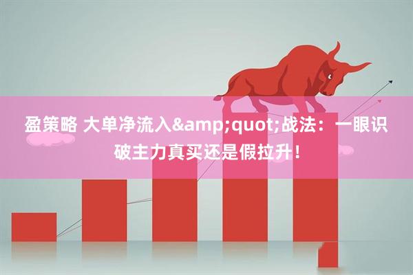 盈策略 大单净流入&quot;战法：一眼识破主力真买还是假拉升！